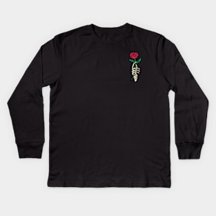 Romantic Rose Skeleton Hand Holding Flower by Tobe Fonseca Kids Long Sleeve T-Shirt